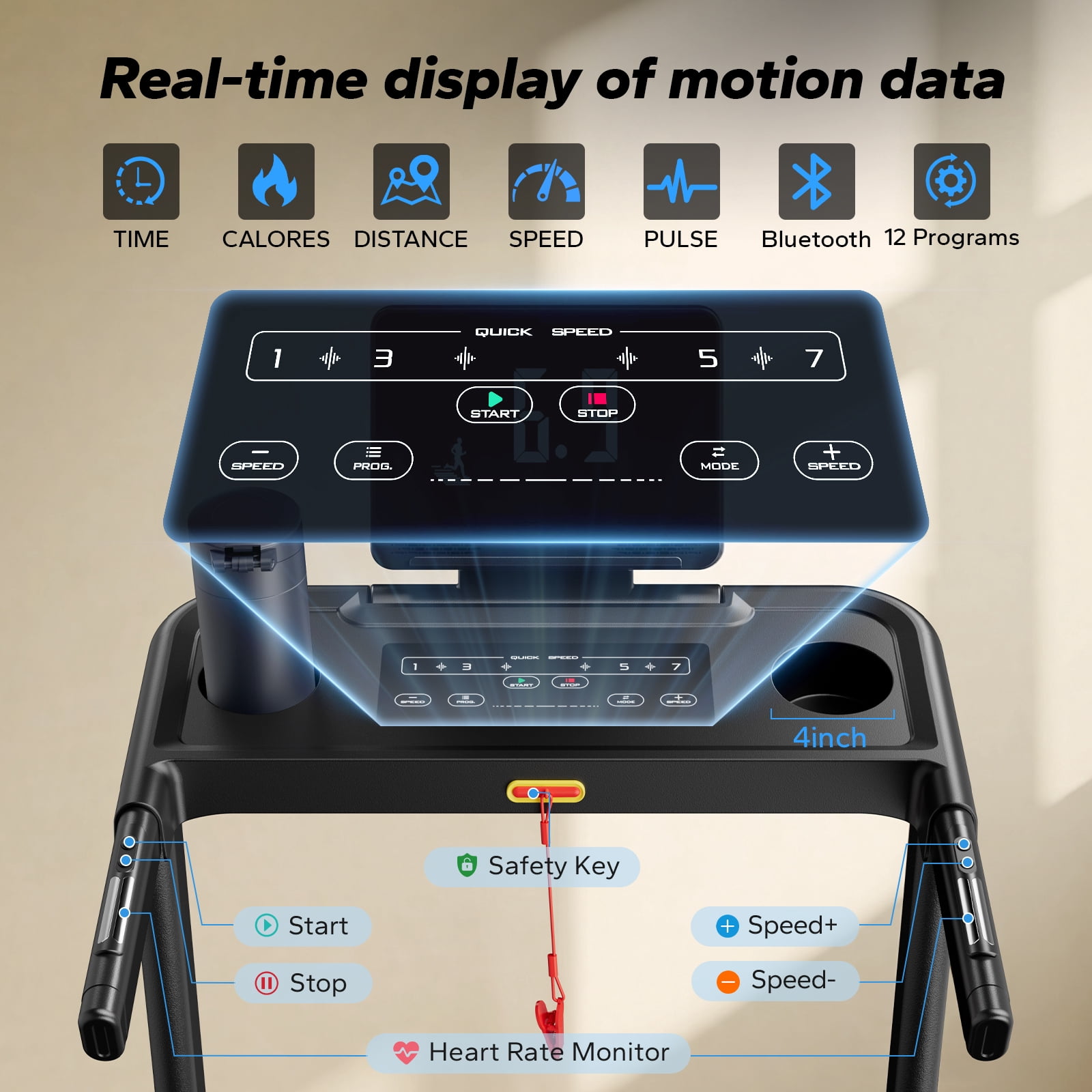 MERACH Folding Treadmill with , Fitness Treadmill for Home with APP, 300 lbs Capacity