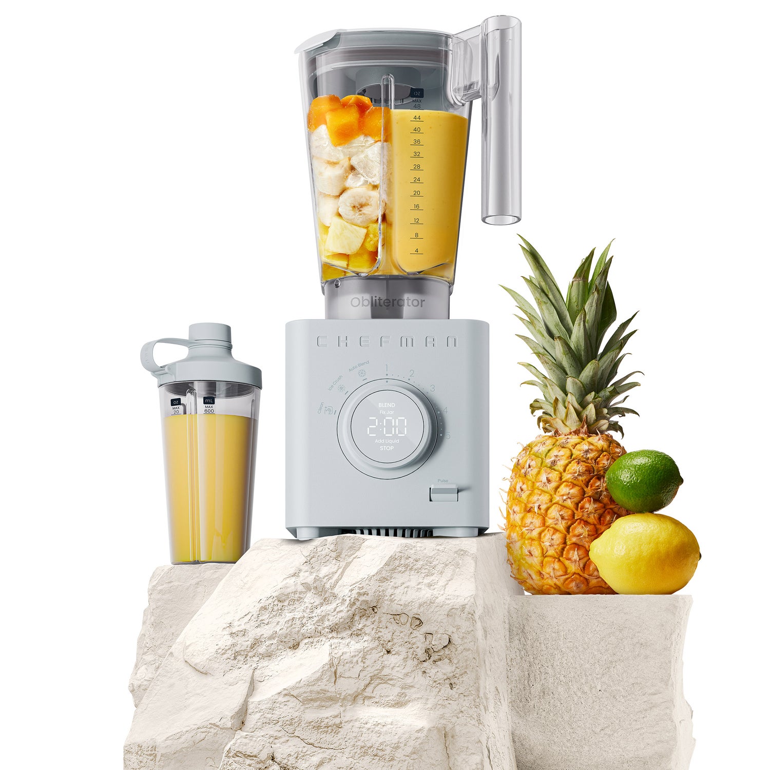 Chefman Obliterator 48 oz Five Speed Performance Blender with 20 oz Travel Jar