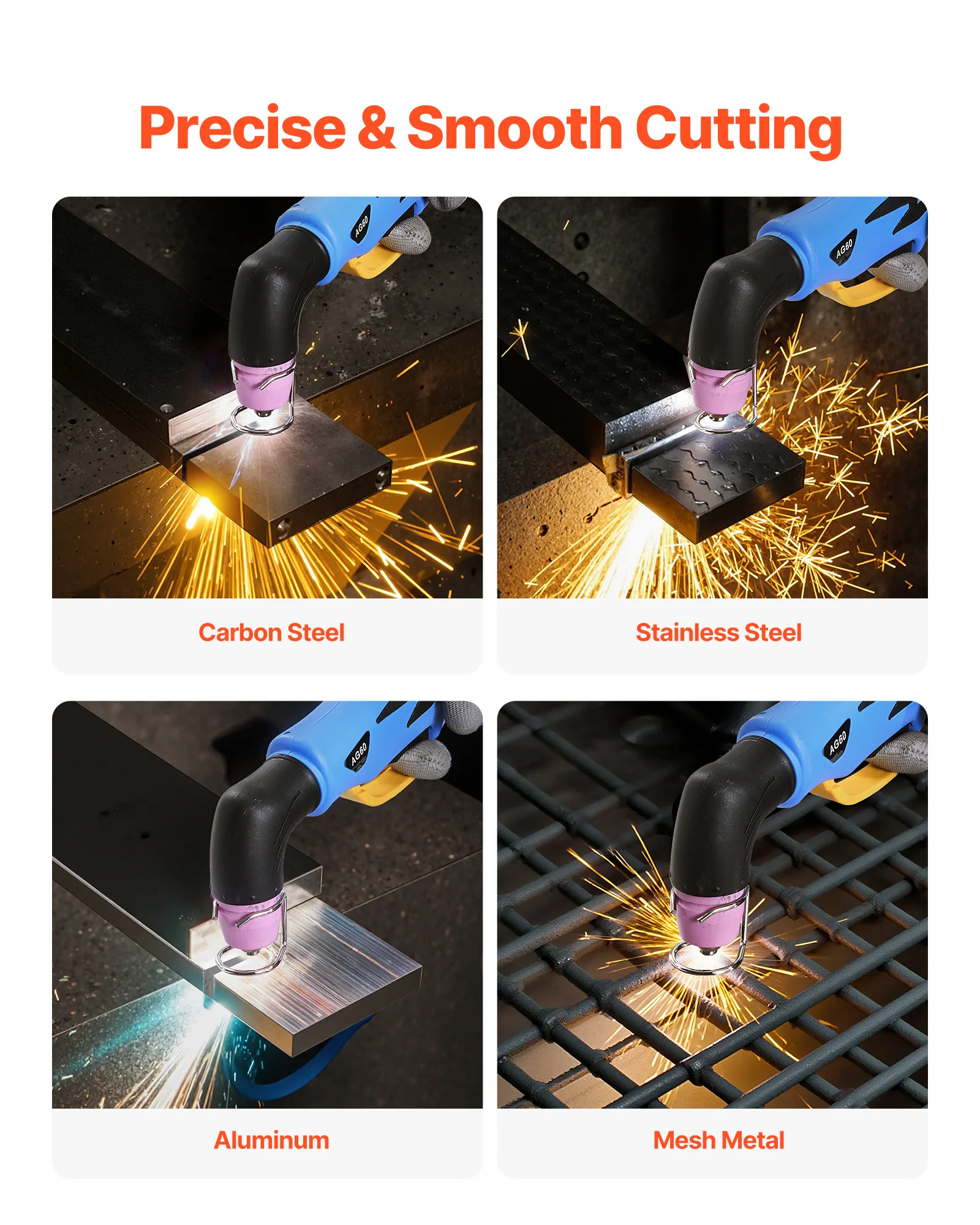 VEVOR Plasma Cutter, 65A Non-Touch Pilot Arc Plasma Cutting Machine, 110V/220V Dual Voltage Digital Display IGBT Inverter - with 2T/4T Function & Adjustable PA/PT Time