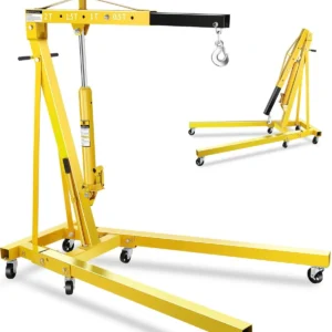 2-Ton Folding Hydraulic Engine Hoist with Lever & Telescopic Boom, 4400 Lbs Capacity with 6 Steel Casters for Car Truck Boat Motors