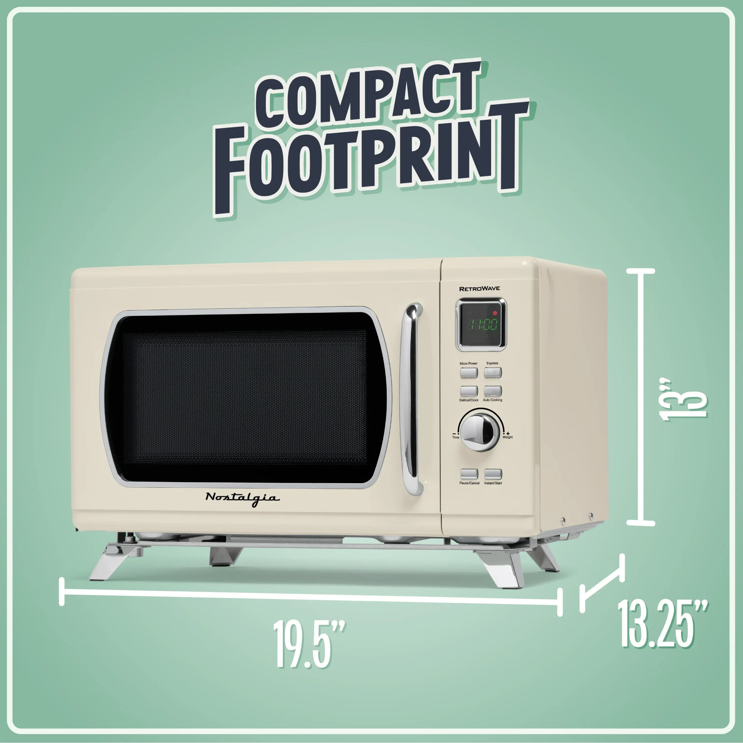 Nostalgia Mid-Century Retro 0.9 Cu. Ft. 900-Watt Microwave Oven, Black