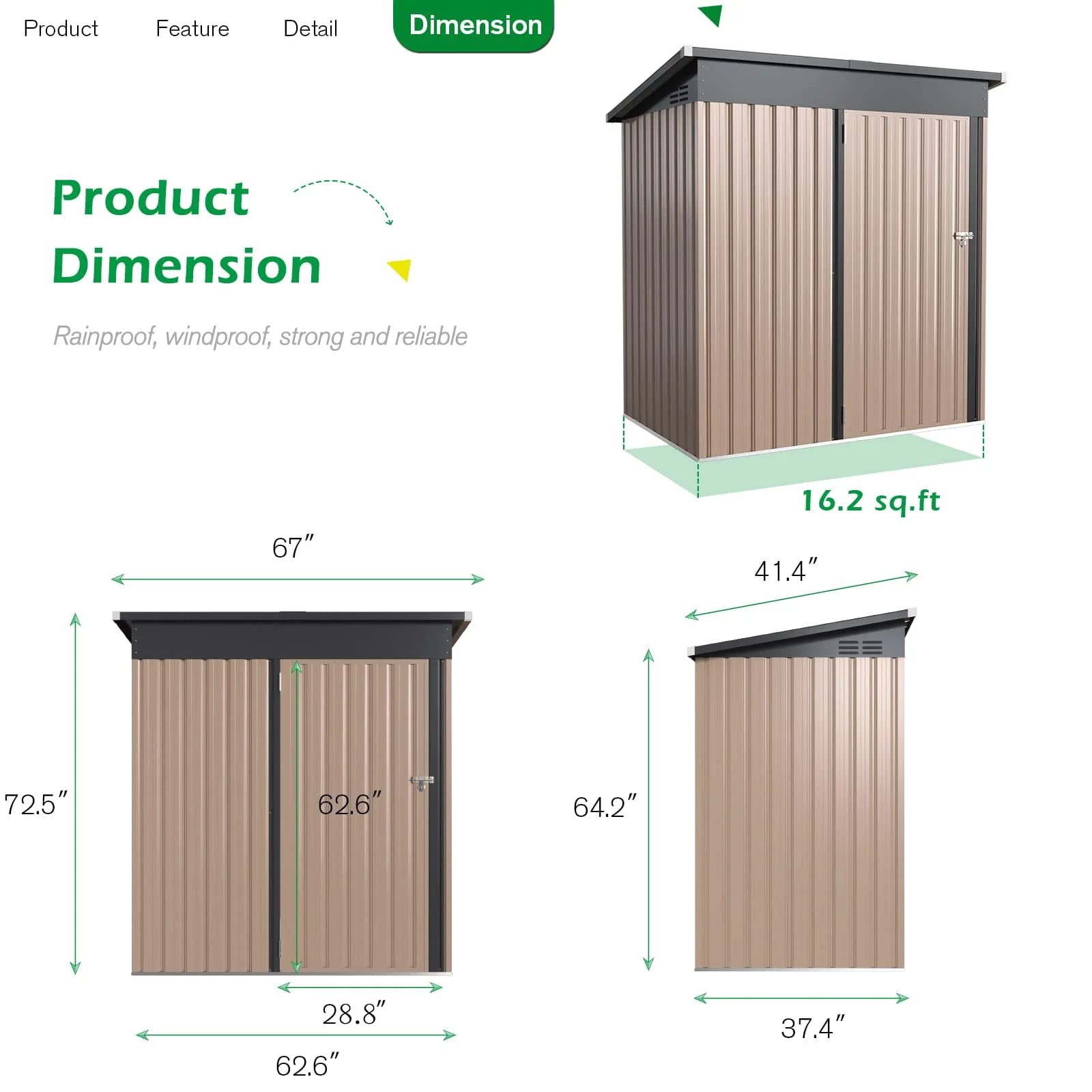 AECOJOY 5 x 3 FT Outdoor Storage Shed with Lockable Door, Metal Cabinet for Patio Garden Backyard in Gray