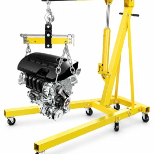 AKDSteel 2 Ton Hydraulic Engine Hoist Crane With Lever, Folding Cherry Picker With Telescopic Boom And 6 Locking Casters For Garage And Workshop