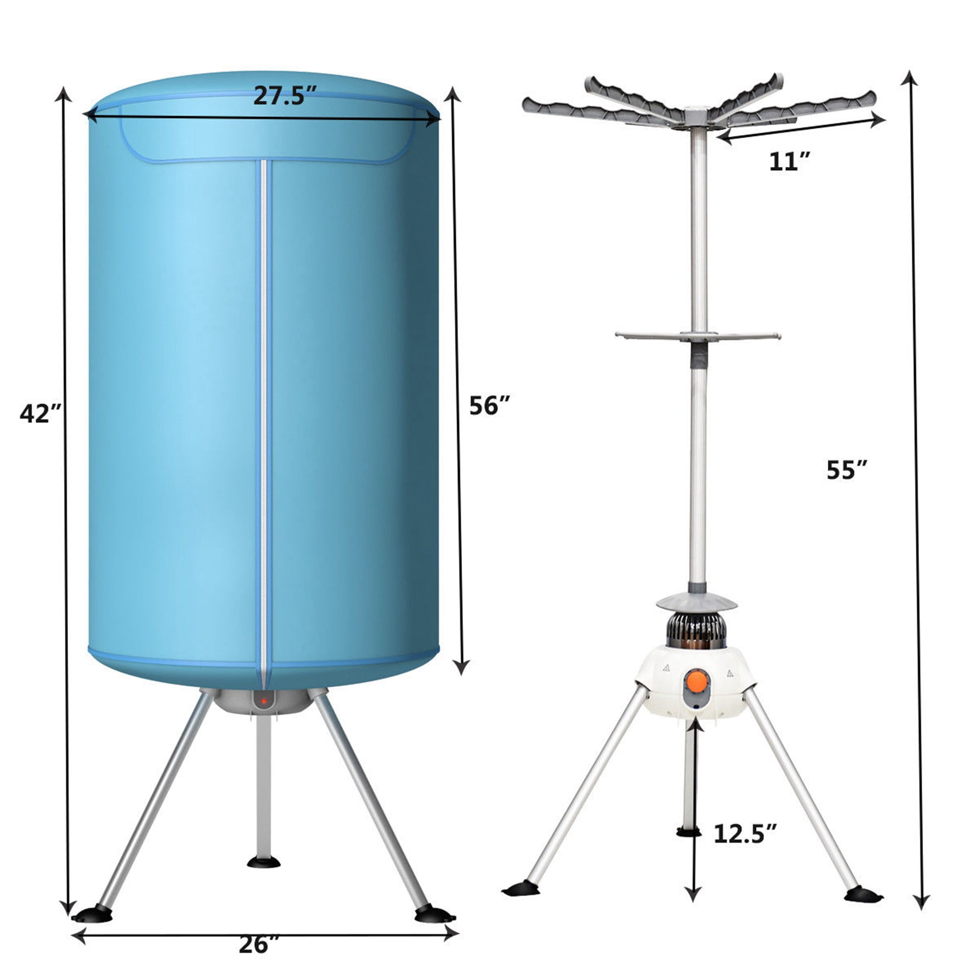 Costway Portable Ventless Laundry Clothes Dryer Drying Machine Heater 900W