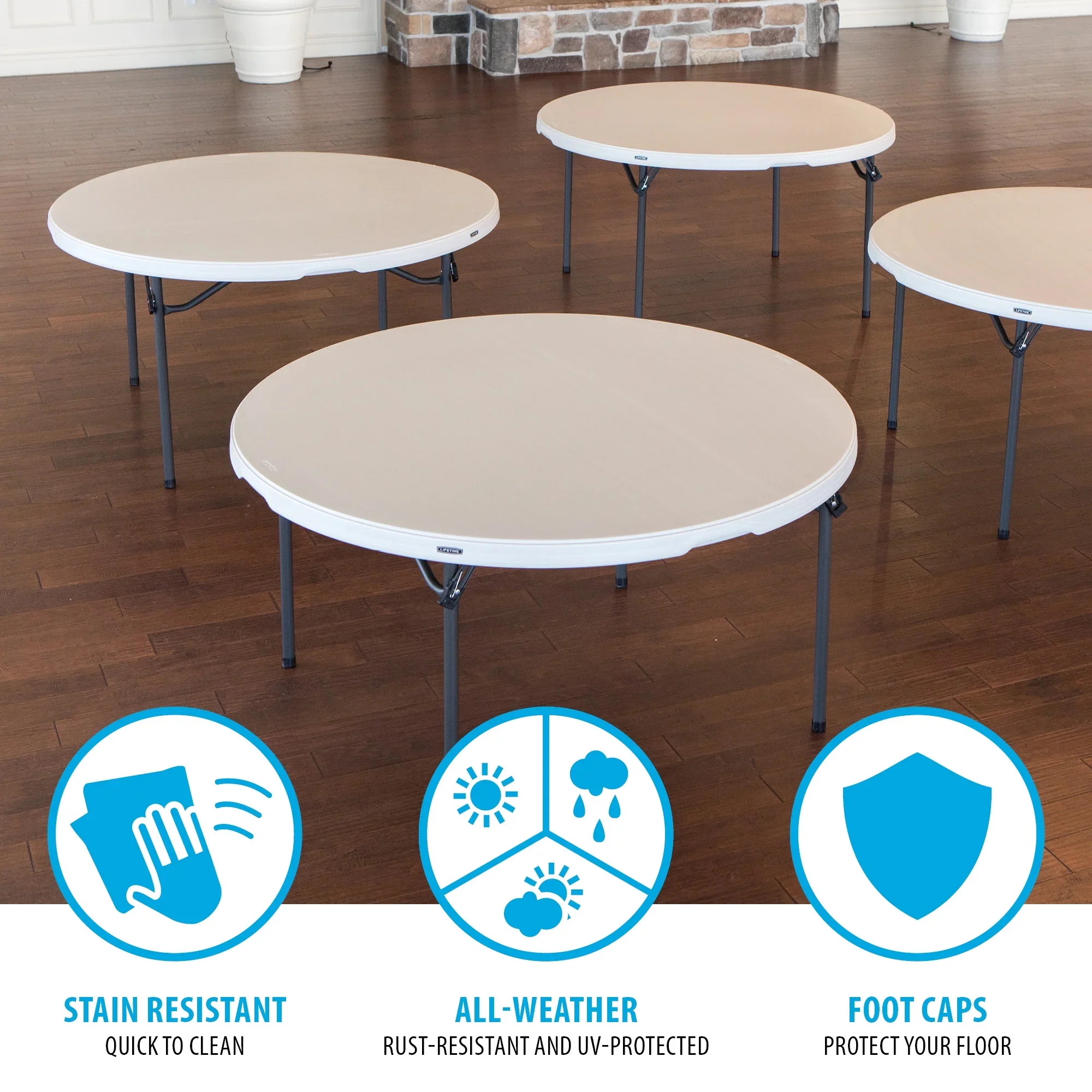 Lifetime 60 inch Round Folding Table, Indoor/Outdoor Commercial Grade, Almond (280435)