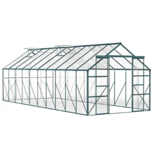 Outsunny Greenhouse Polycarbonate Greenhouse with Rain Gutter, Green