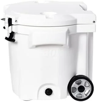 30 Quart Wheeled Hard Cooler Insulated Portable Ice Chest Box Durable, All-Terrain Rolling Cooler for Beach, Drink, Beverage, Boating, Fishing, Camping, and Outdoor Activities