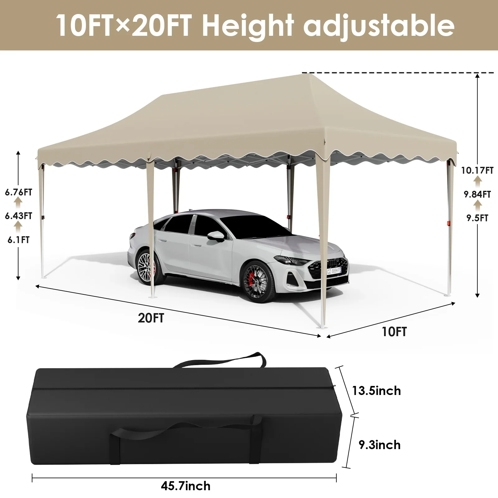 LAZY BUDDY 10'x20' Pop up Canopy Tent with 6 Sidewalls, Heavy Duty Outdoor Canopy Tent Commercial Instant Folding Sun Shelter for Party, Wedding, Camping
