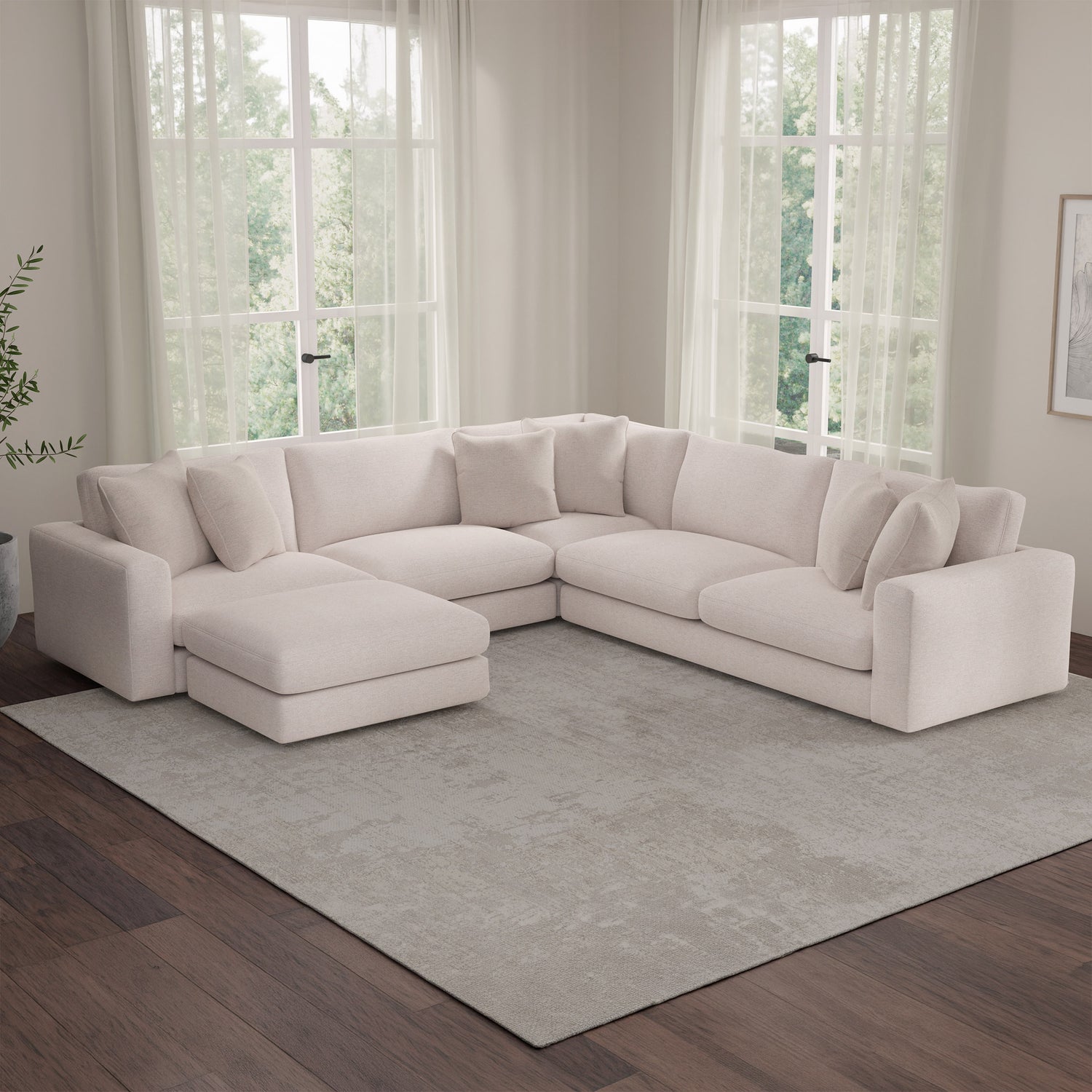 Nice Link Whitley 4-piece Fabric Sectional with Ottoman