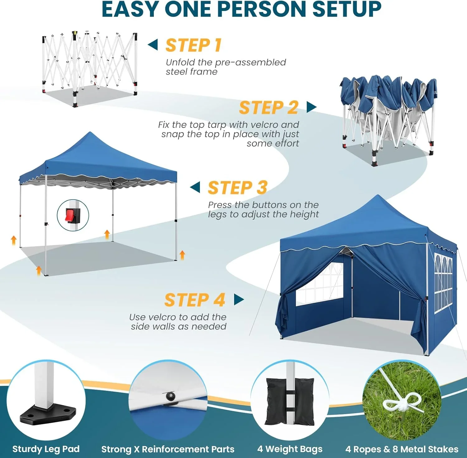 COBIZI 10X20 Pop up Canopy Tent with 6 Removable Side Walls Heavy Duty,Waterproof Adjustable Outdoor Event Party tent Parties,Commercial Instant Portable,Weddings,Camping,with Wheeled Bag,Gray