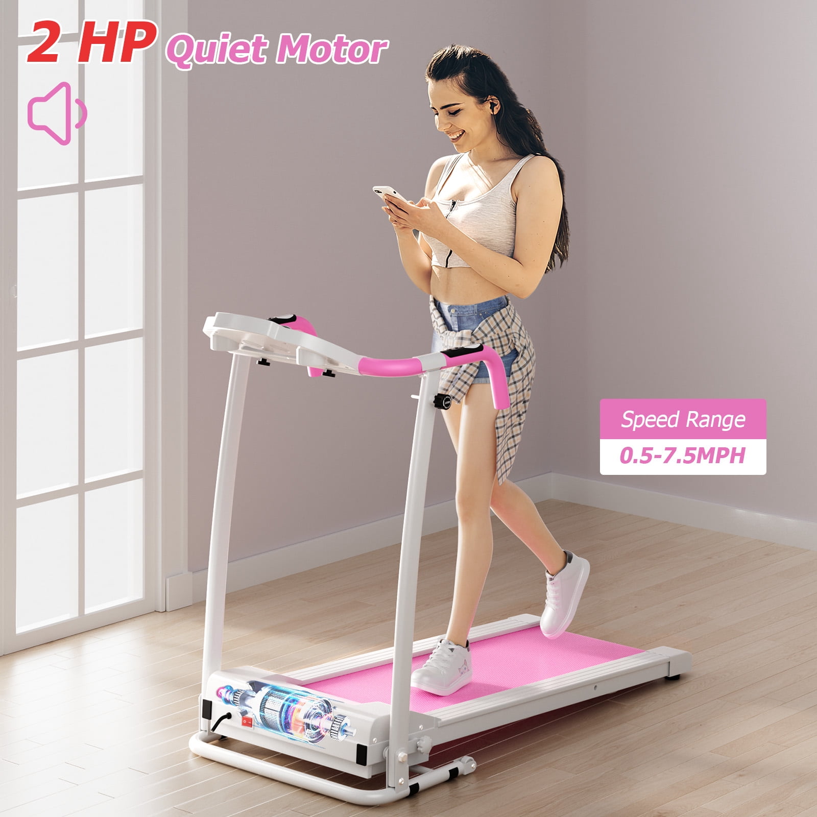 Costway 800W Folding Treadmill Electric /Support Motorized Power Running Fitness