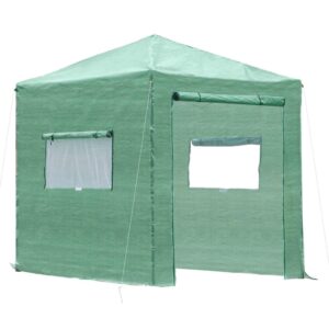 Outsunny 8' x 6' Portable Pop Up Greenhouse Walk-in Hot House with Roll-up Door & 2 Windows Outdoor for Plants Garden Foldable, Green