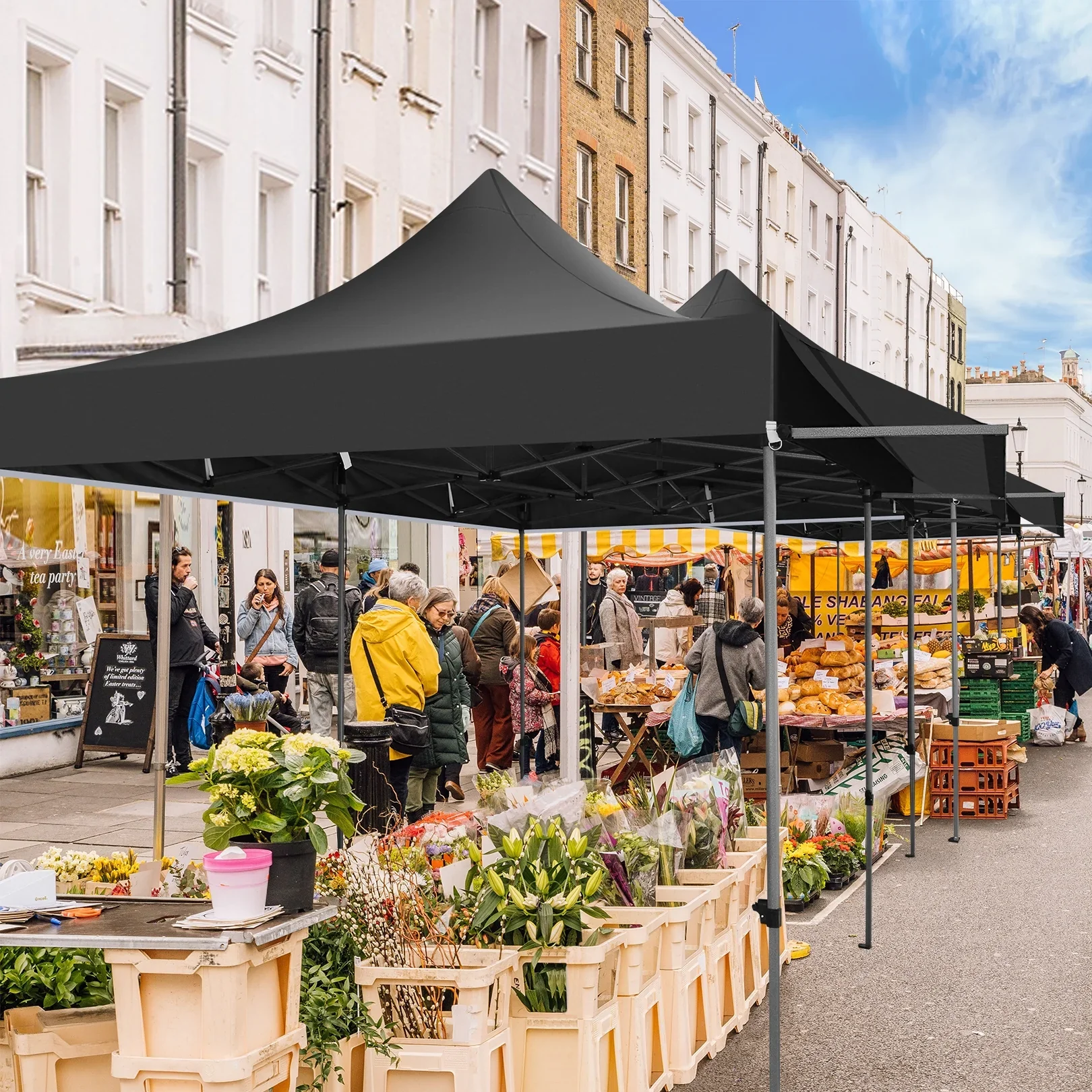 COBIZI 10x20 Pop Up Canopy Heavy Duty Party Tent with Removable Awning and Sidewalls,Easy Up Outdoor Wedding Canopy,Gazebo All Season Windproof&Waterproof with Roller Bag UPF 50+,Black