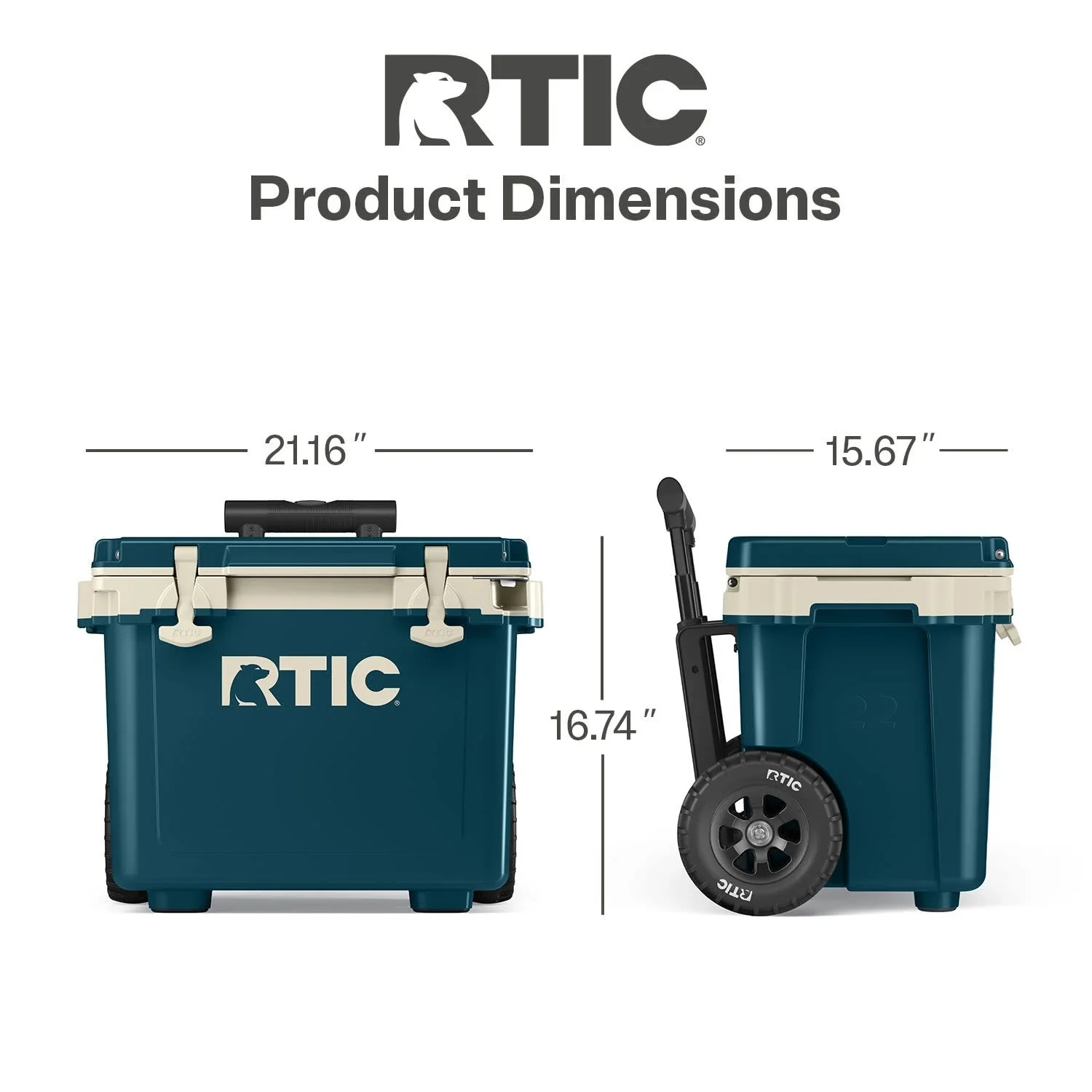 RTIC 22 QT Ultra-Light Wheeled Hard-Sided Ice Chest Cooler, Fits 28 Cans or 6 Wine Bottles, Patriot