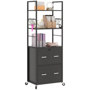 Vinsetto 2 Drawer File Cabinet with Lock, Adjustable Hanging Bar, Black