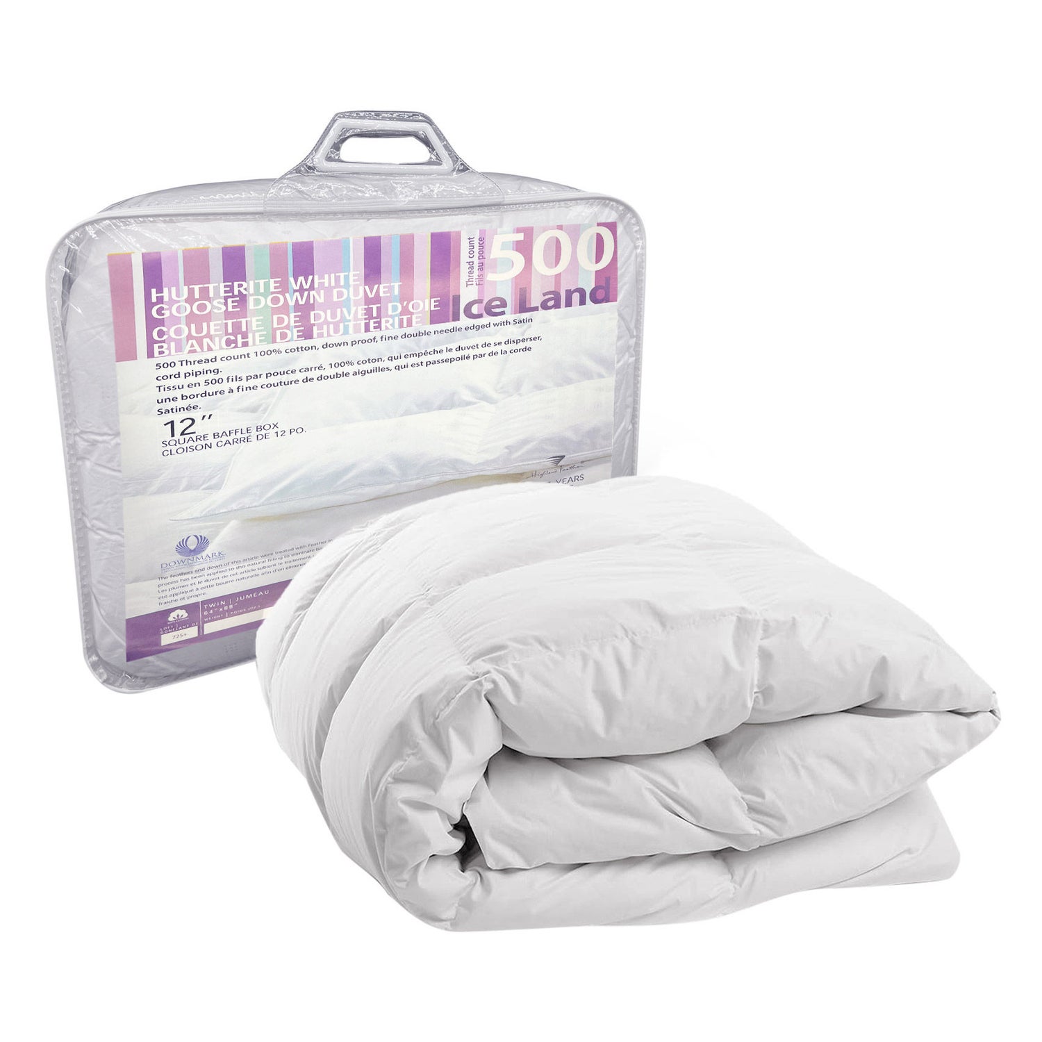Highland Feather Iceland Canadian Hutterite White Goose Down Duvet 725 Filling Power