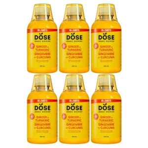 DOSE Organic Ginger and Turmeric Multi-Serve bottle, 6 x 600mL