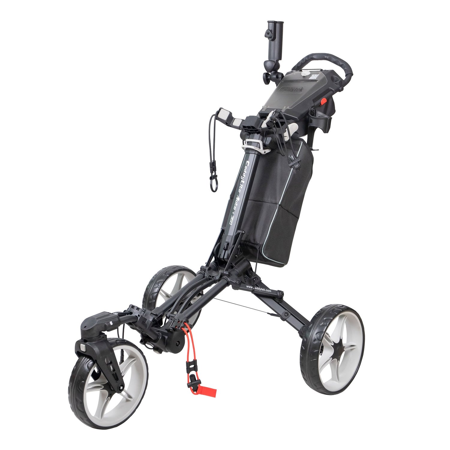 Caddytek - Auto fold/unfold Compact 3 Wheel Golf Push Cart with Cooler Bag