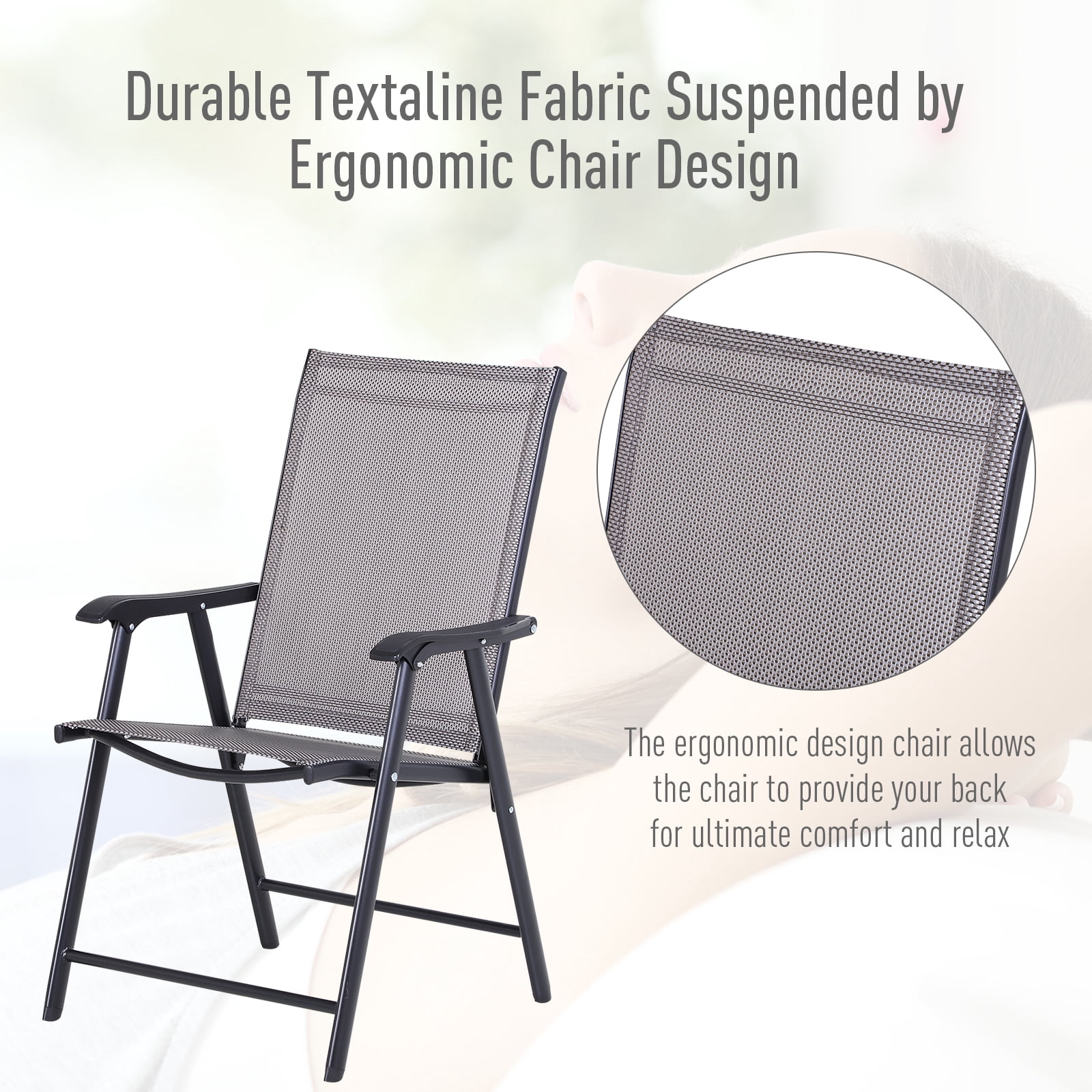 Outsunny 2-Piece Folding Dining Chair Set for Relaxing on Patio