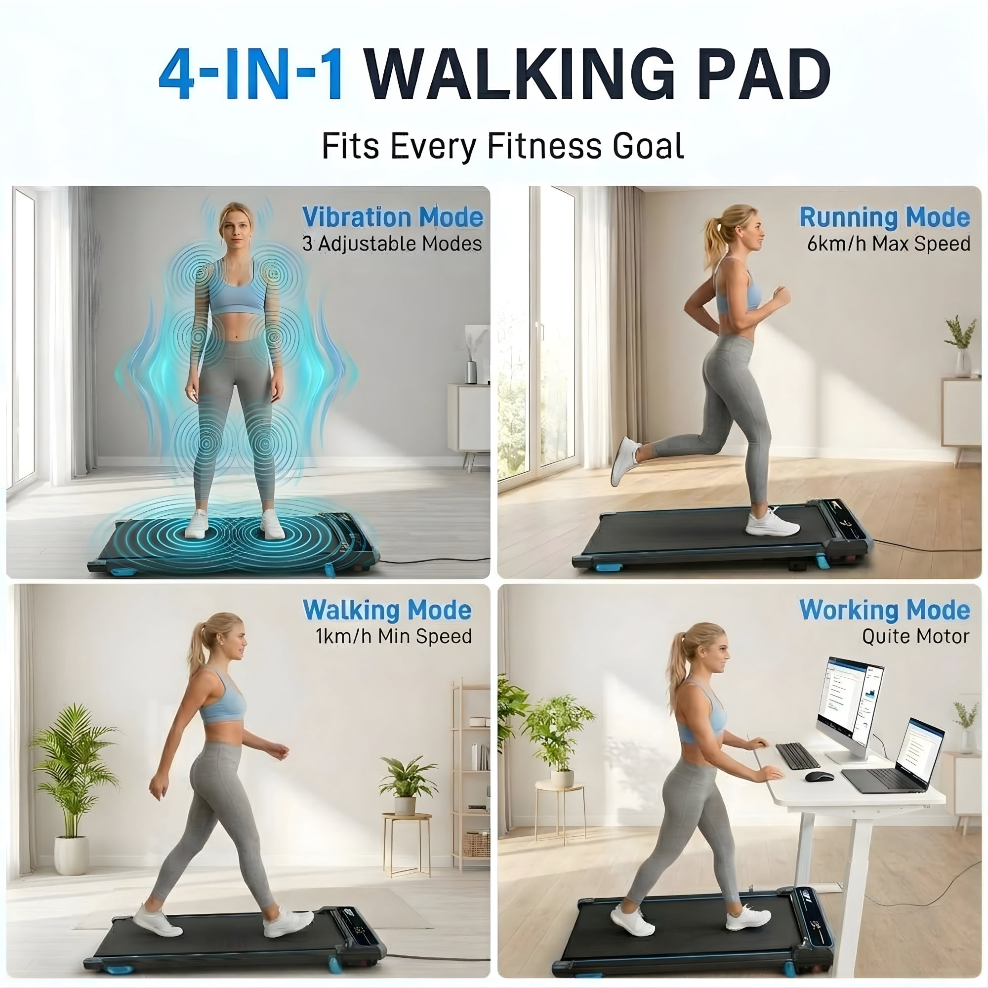 IMFIT Walking Pad Treadmill for Home & Office | Under Desk Walking Pad with 3-Level Vibration Recovery | Quiet Motor Walking Pad for Daily Cardio, Fitness, Calories Burn, Glutes, Core, Legs