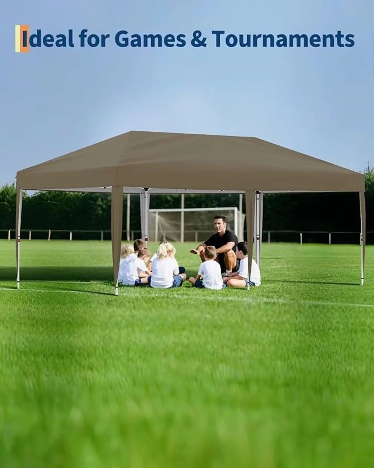 10x20 Pop Up Canopy Tent with 4 Sidewalls, Heavy Duty Outdoor Canopy UPF 50+ All Season Waterproof Commercial Street Vendors Party Tents with Roller Bag, 8 Stakes & 6 Sandbags,Khaki