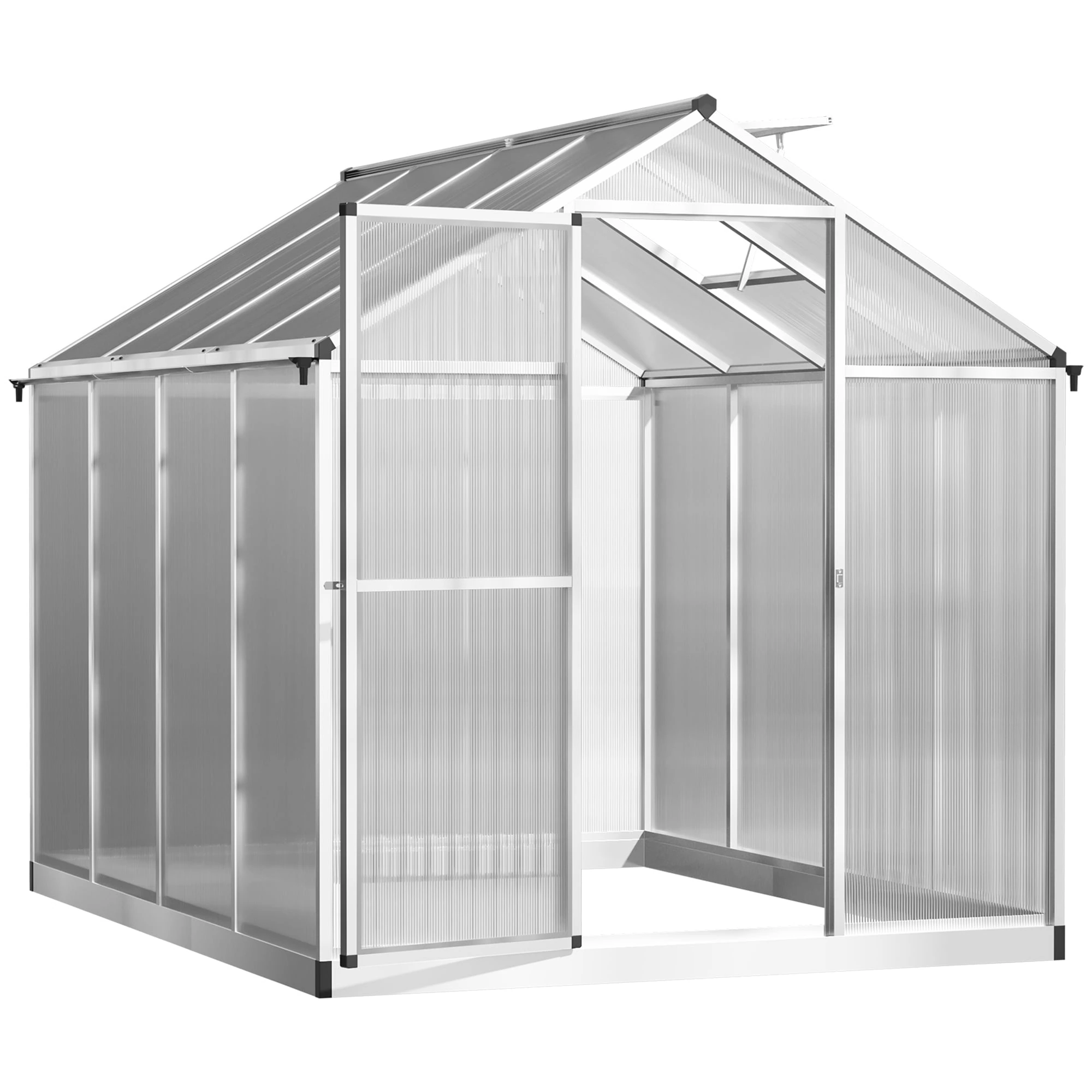 Outsunny Walk-in Garden Greenhouse Polycarbonate Panels Plants Flower Growth Shed Cold Frame Outdoor Portable Warm House Aluminum Frame
