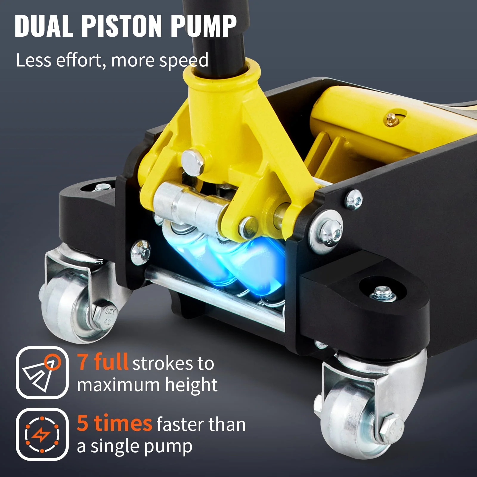 KFFKFF Ground Lift, 2.5 Ton Compact Ground Lift, Hybrid of Aluminum and Steel Competitive Ground Lift with Twin Pistons Rapid Elevation Pump, Ground Lift Elevation Span 3-3/4"-18-7/10"