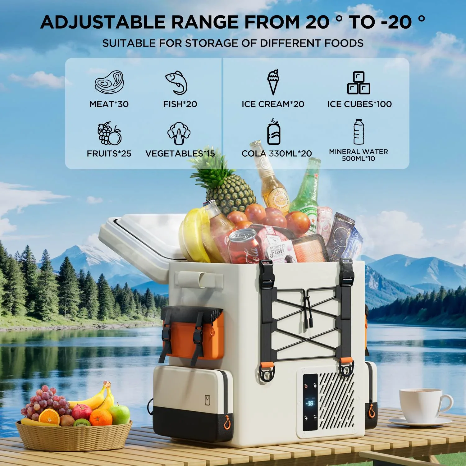Litheli 16L Backpack Refrigerator, 55W Portable Electric Fridge Freezer Compressor Cooler for Fast Cooling Down to -4-F with Ergonomic Backpack Design for Camping Car RV Home