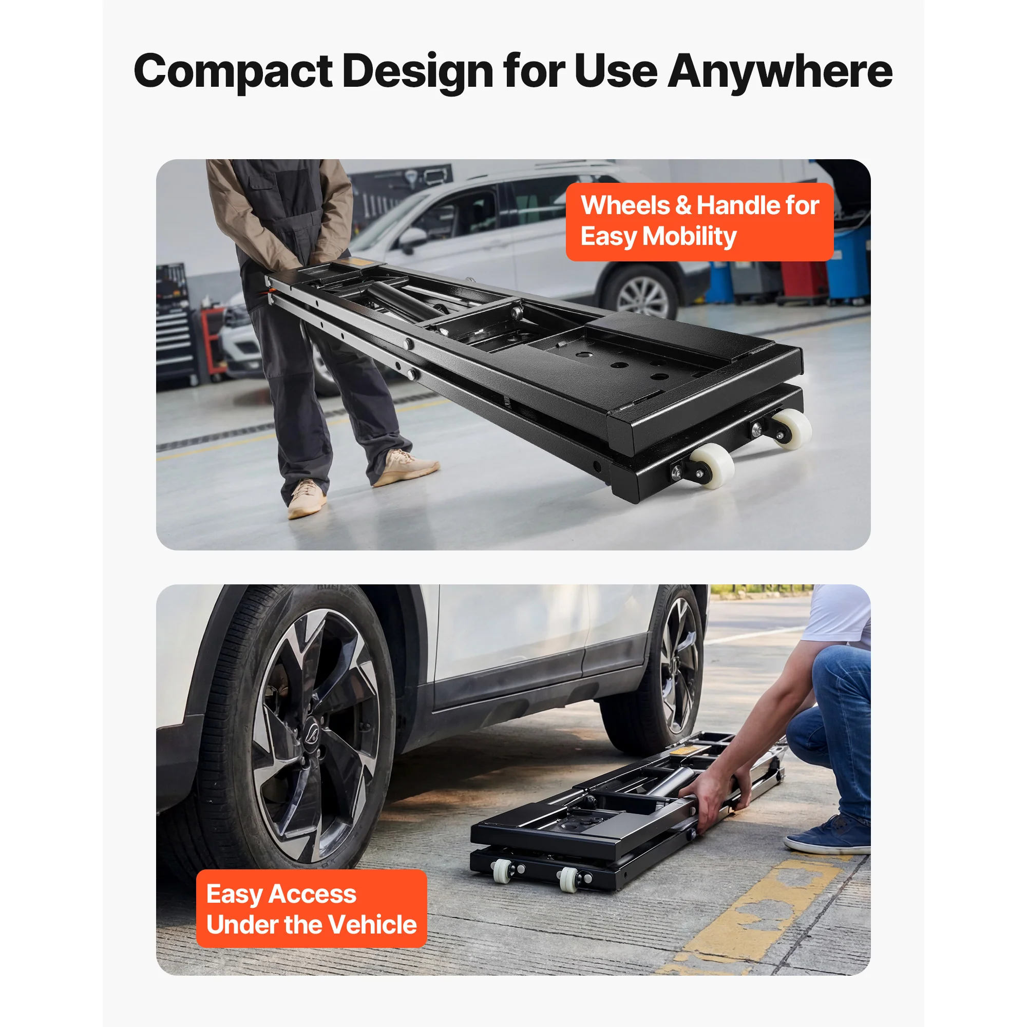 KFFKFF Portable Car Lift, 7000 lbs Capacity, Steel Truck Lift with 26.8" Max Height, Pneumatic Pump, 4 Rubber Pads & 4 Lifting Columns