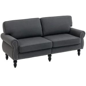 HOMCOM Mid Back Loveseat with Wood Leg 2 Seater Sofa Couch