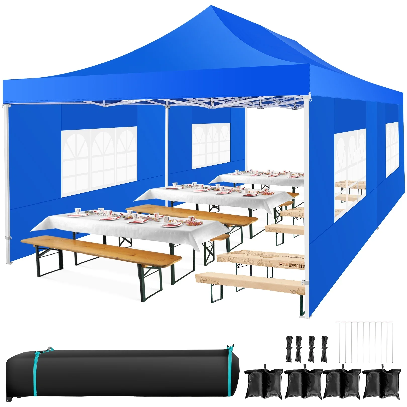 COBIZI 13x26 Heavy Duty Commercial Canopy Tent,Easy Pop Up Party Tent Gazebo,Outdoor Portable Party Canopy,Extra-large Size Space For Outside Wedding Gathering Activities,Waterproof&UPF 50+,White