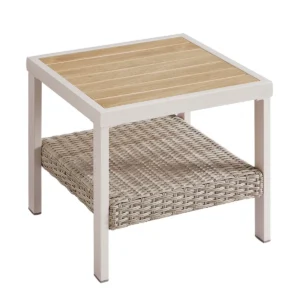 SONGMICS HOME Sencillo Collection - Outdoor Steel Side Table, bone color
