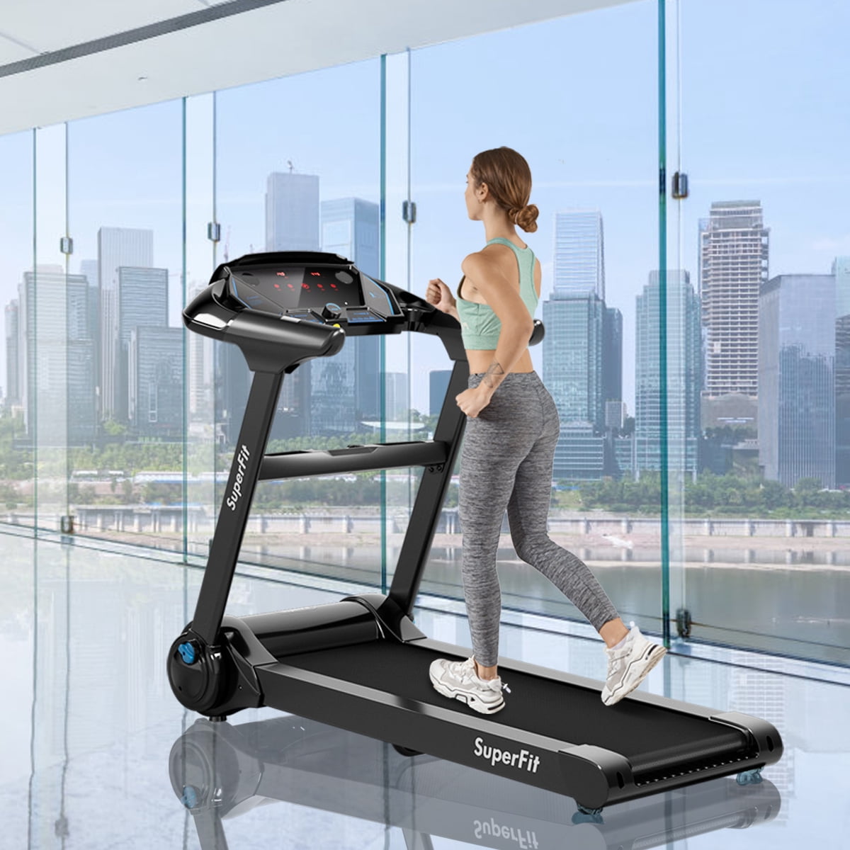 SuperFit 2.25HP Folding Treadmill Running Machine W/APP Heart Rate