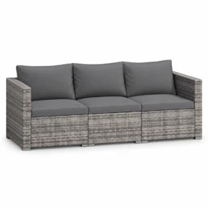 Gymax Set of 3 Patio Sectional Sofa Set PE Rattan Modular Couch Furniture Set w/Cushions