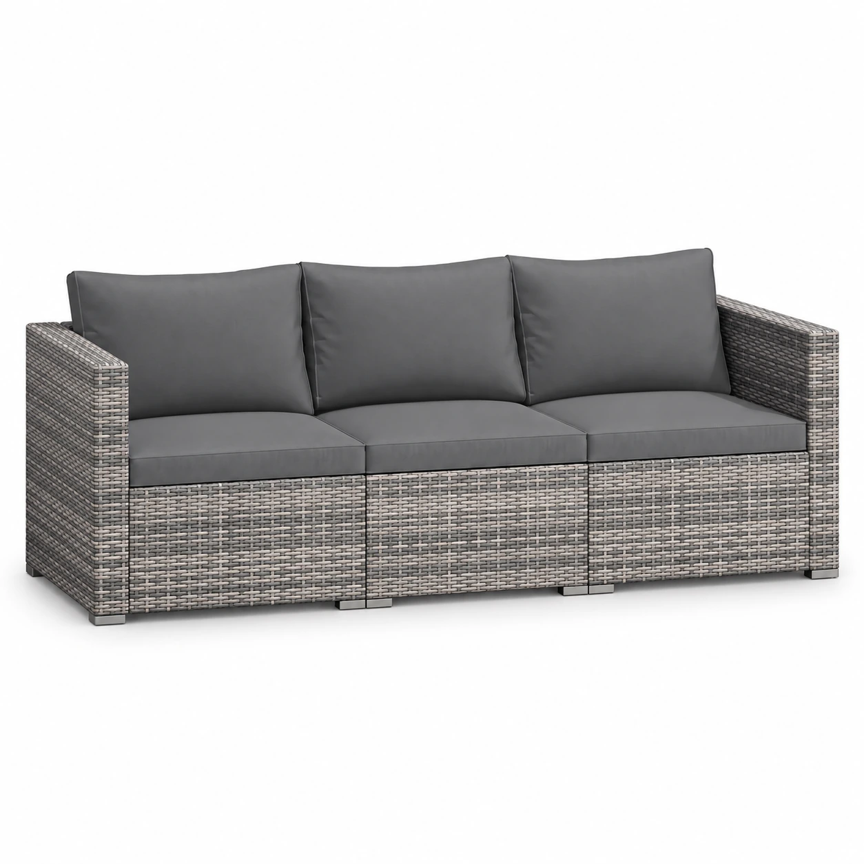 Gymax Set of 3 Patio Sectional Sofa Set PE Rattan Modular Couch Furniture Set w/Cushions