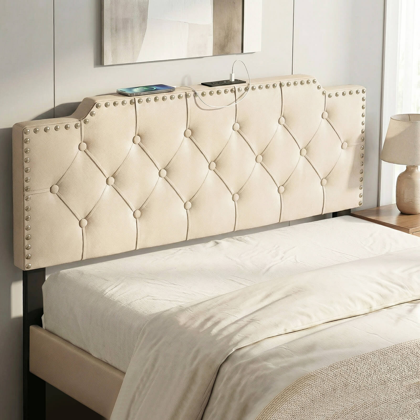 Costway Upholstered Headboard for Queen and Full Size Beds - Multiple Tufted Styles