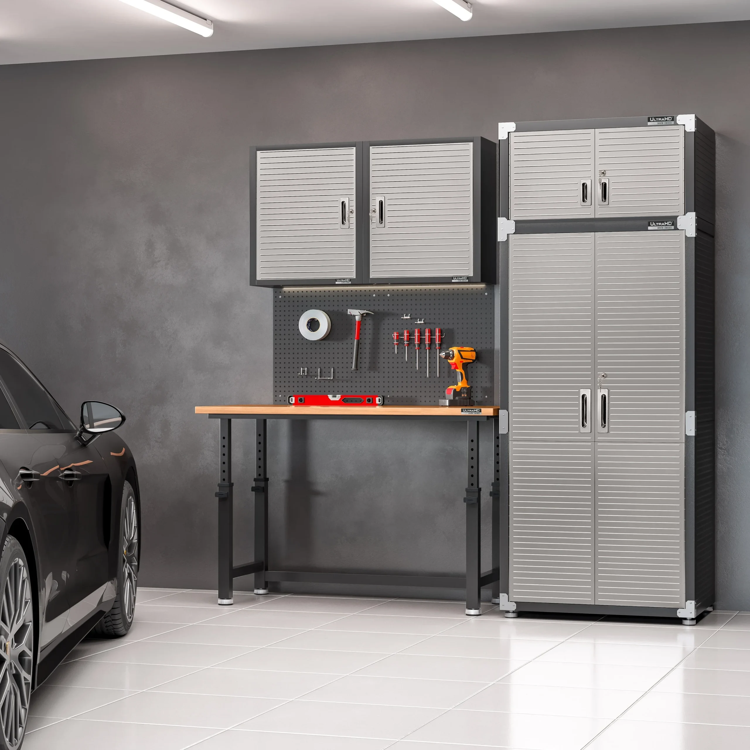 Seville Classics UltraHD? Steel Body Lockable Storage Cabinet Organizer Locker Shelving Unit, Graphite, 30" W x 18" D x 72" H