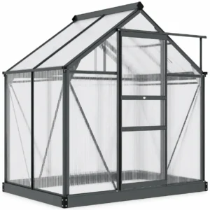 CoSoTower Greenhouse Garden, Green House, Outdoor Greenhouse Kit, PC Board with Sliding Door, 6.2' x 4.3' x 6.6', Grey