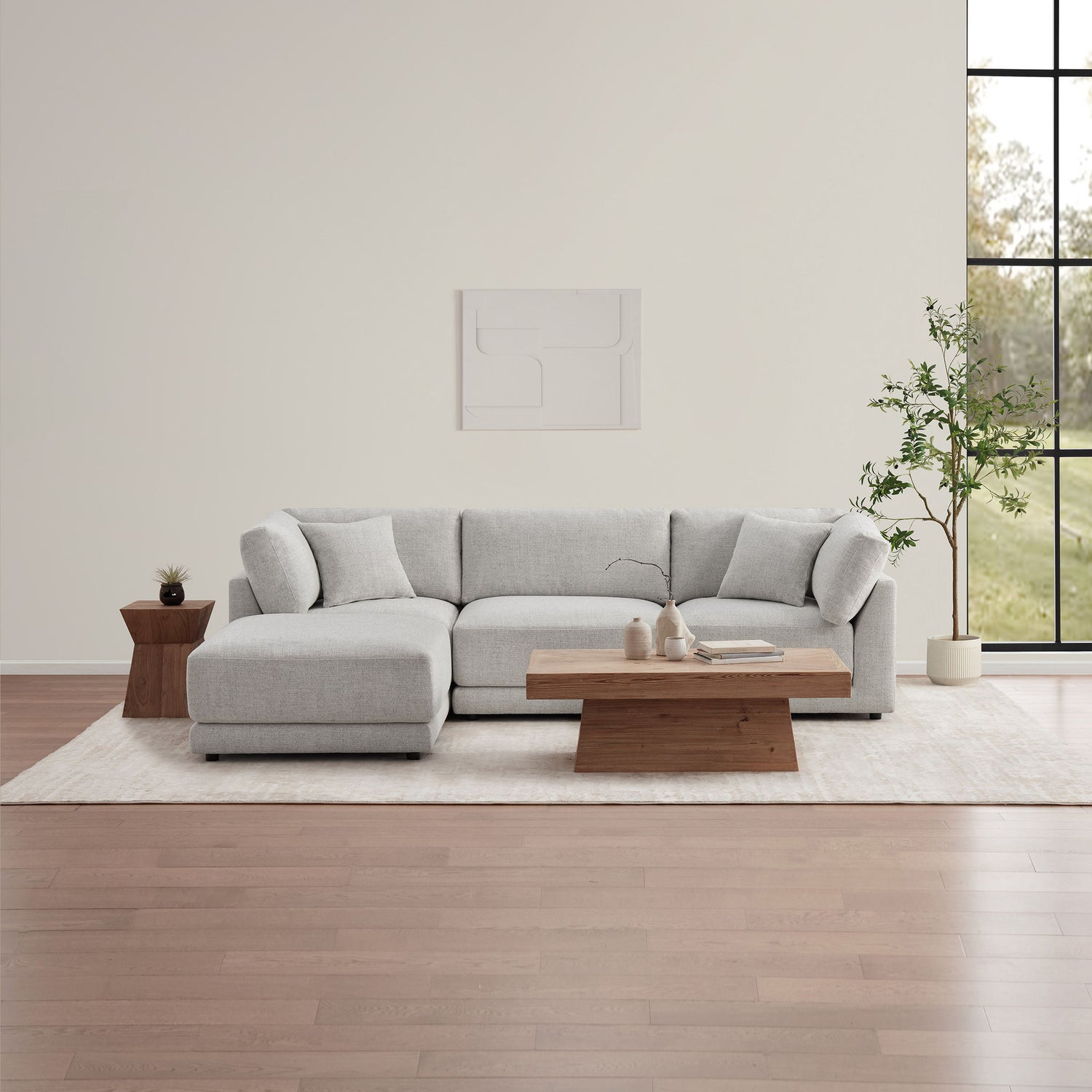 Aiden & Ivy Dayna 4-piece Modular Fabric Sofa with Ottoman