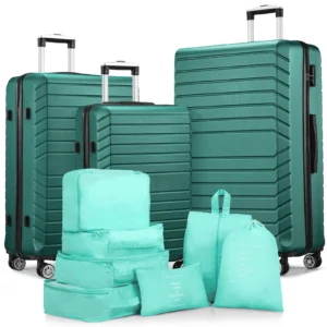 3 Piece Luggage Sets 20/24/28 inch Travel Suitcase Set with 7PCS Organizer Bags