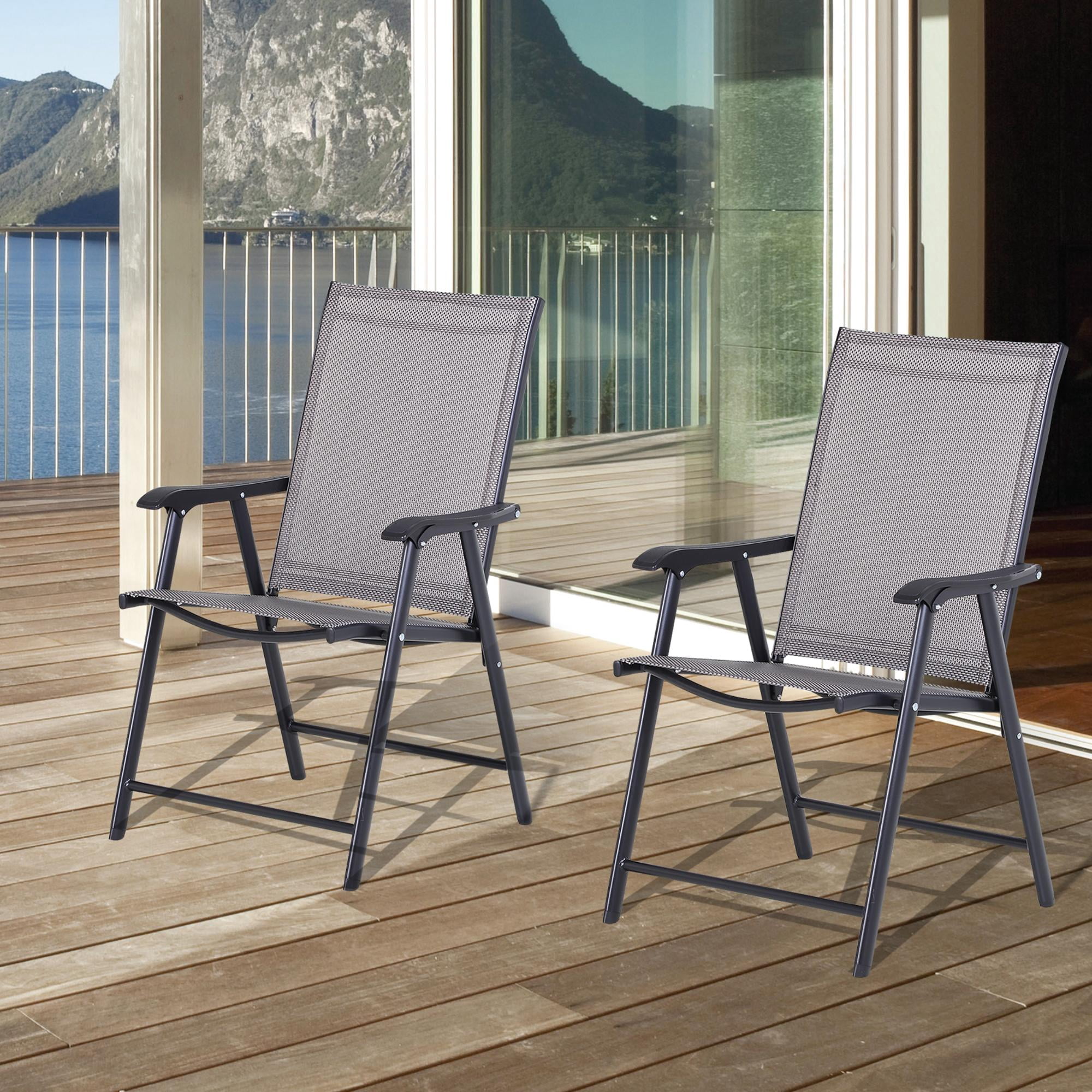 Outsunny 2-Piece Folding Dining Chair Set for Relaxing on Patio