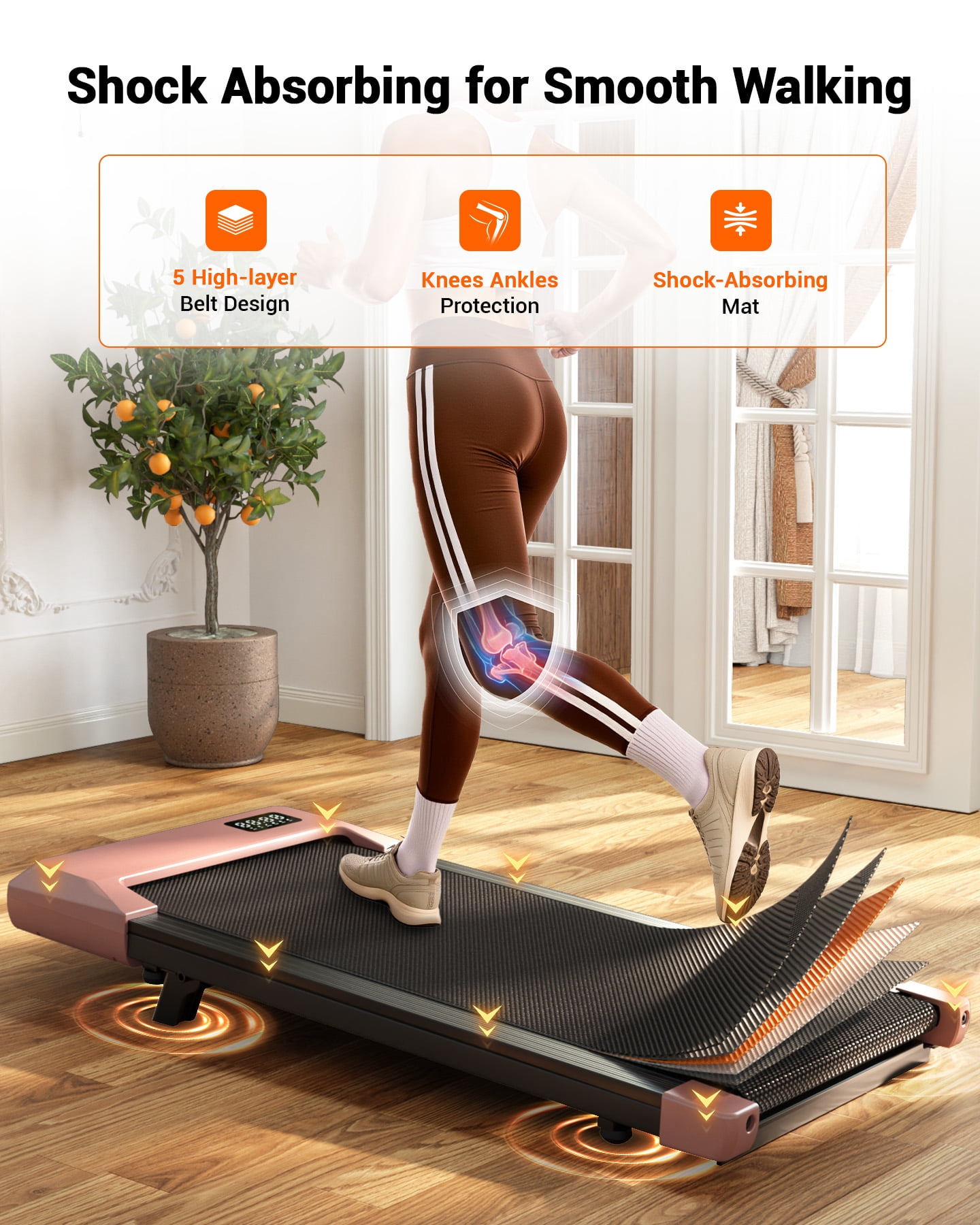 Walking Pad Treadmill with 6% InclineRemote Control,Under Desk Treadmill for Home&Office, Speed Range 0.6~3.8mph, 265 lbs Weight Capacity
