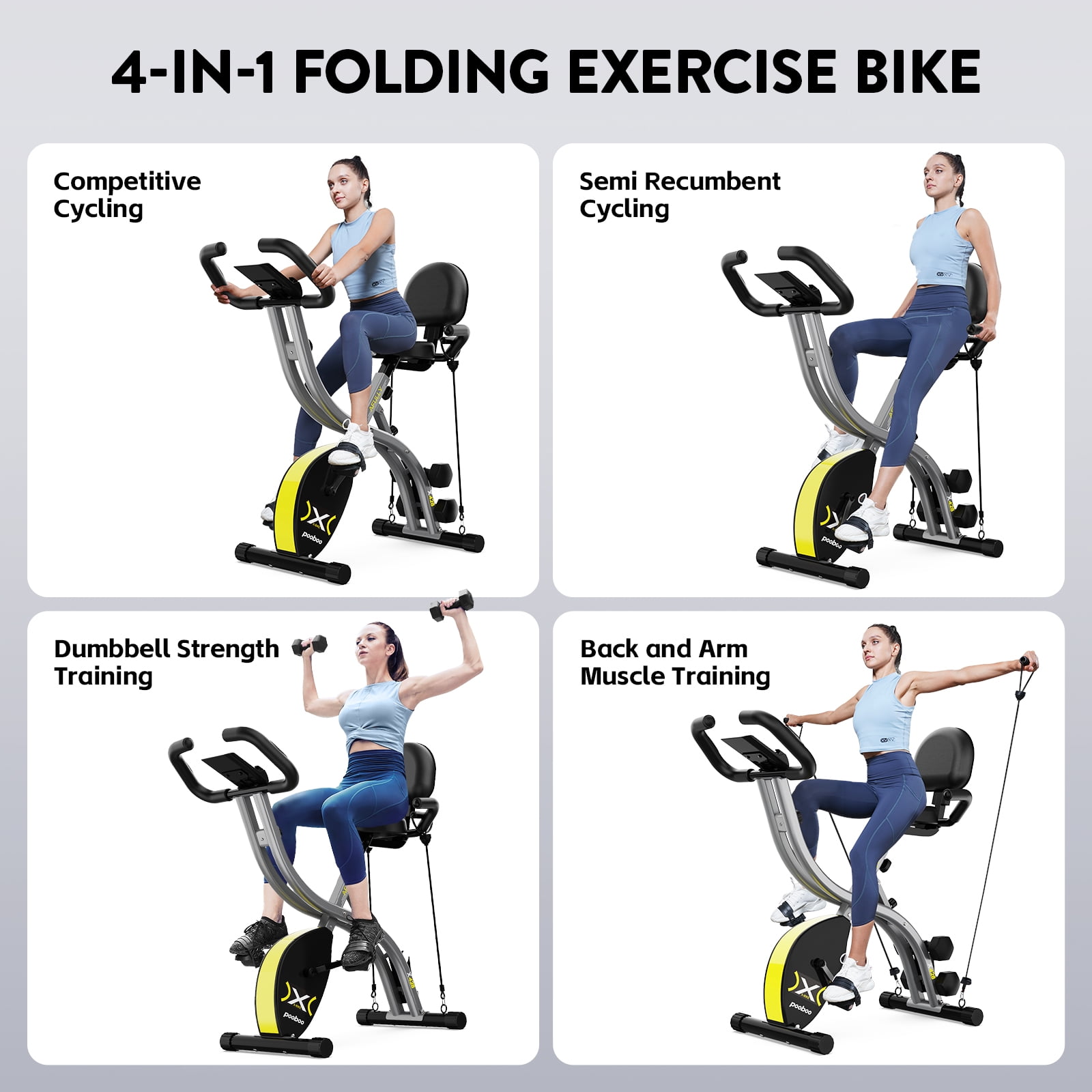 Pooboo Exercise Bikes 16 Levels Magnetic Resistance Stationary Bike Workout Cycling