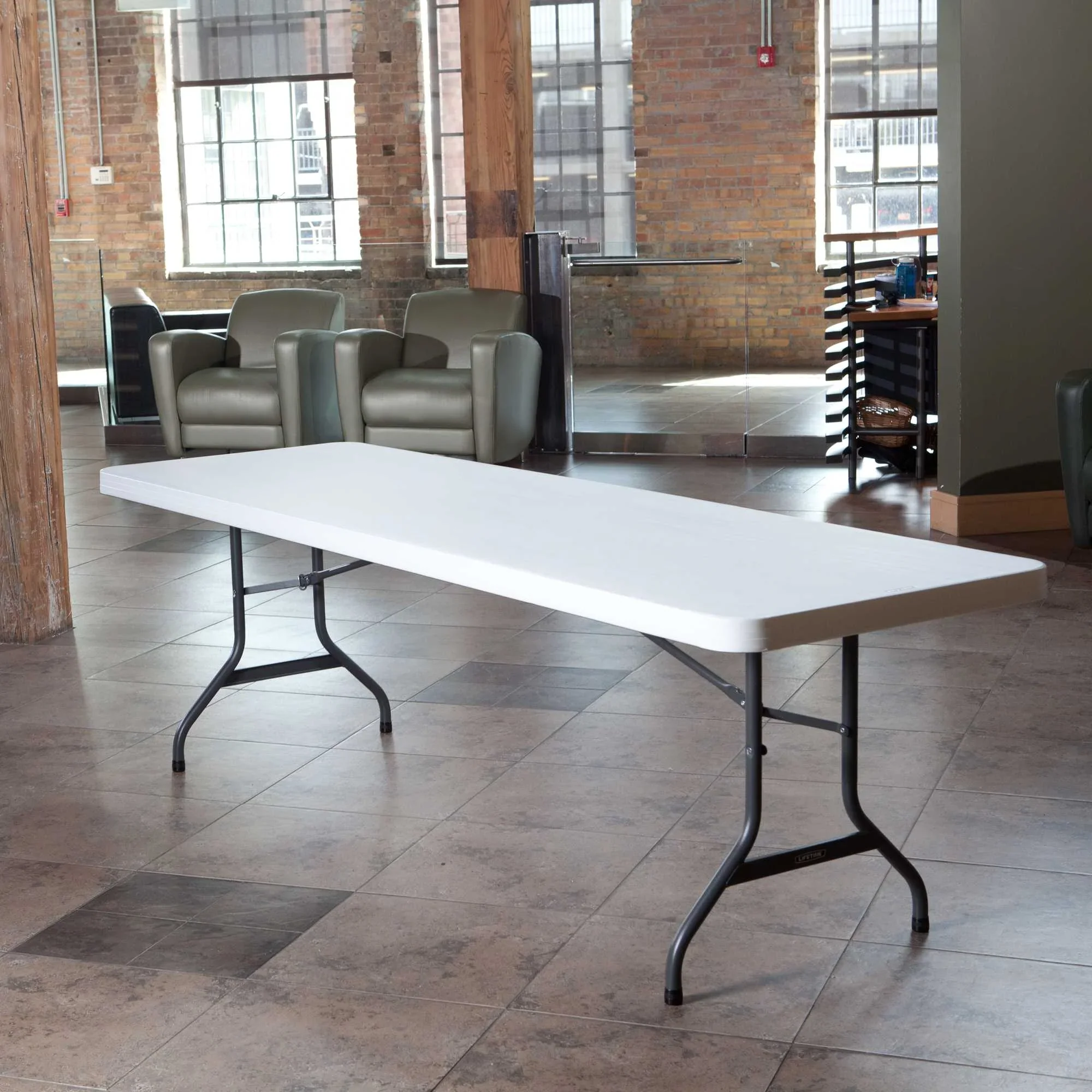 Lifetime Combo Set of (4) 8-Foot Rectangle Folding Tables & (32) Chairs, Indoor/Outdoor Use, White (80147)