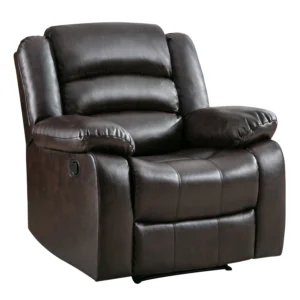 Bonzy Home Manual Recliner Chair, Breathable Faux Leather Reclining Chairs with Overstuffed Arm and Back, Living Room Single Sofa Recliners,Dark