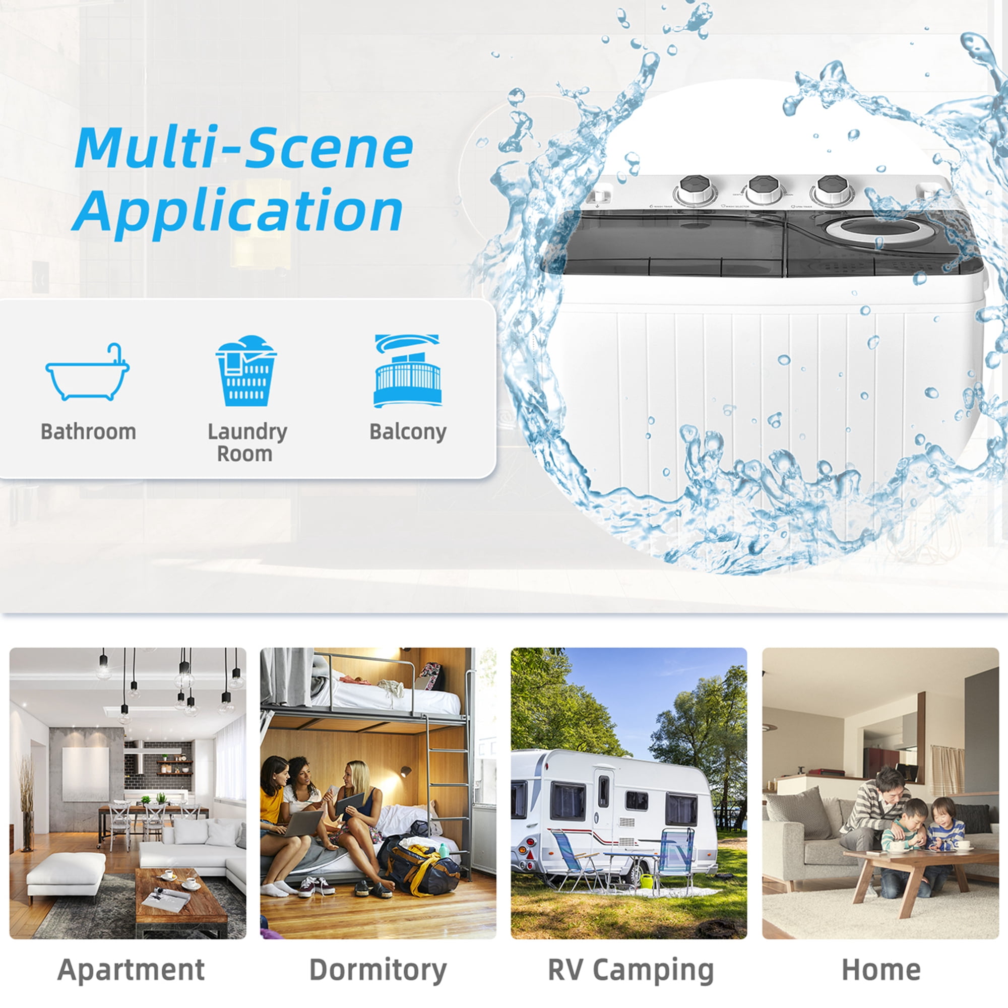 Costway 26lbs Portable Semi-automatic Twin Tub Washing Machine with Drain Pump