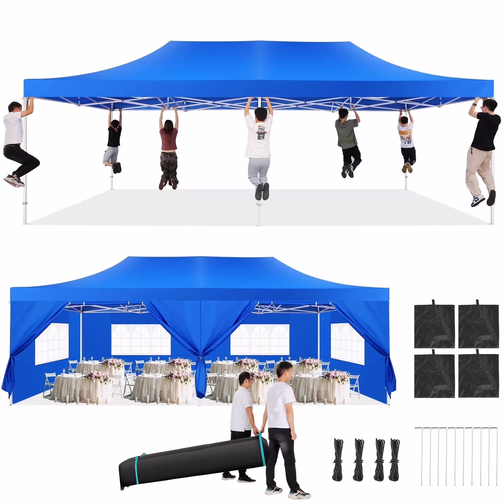 COBIZI 13x26 Heavy Duty Commercial Canopy Tent,Easy Pop Up Party Tent Gazebo,Outdoor Portable Party Canopy,Extra-large Size Space For Outside Wedding Gathering Activities,Waterproof&UPF 50+,White