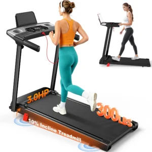 Tomile Foldable Treadmill for Home, 3.0 HP Portable Treadmill with Incline for Running Exercise, 300 lb Capacity