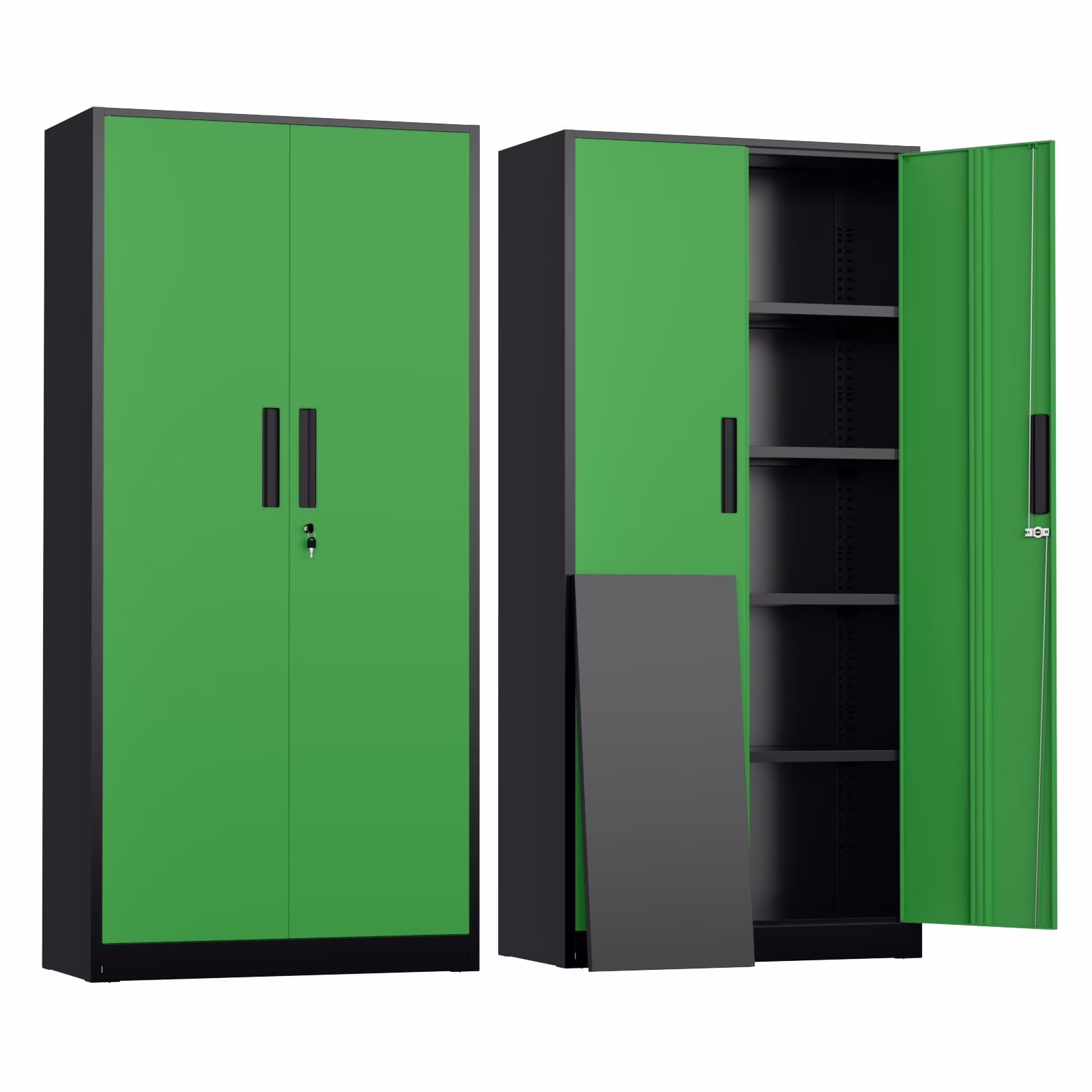 SOLAURA 71" Metal Garage Storage Cabinet with Locking Doors and Adjustable Shelves for Home, Office(Black)