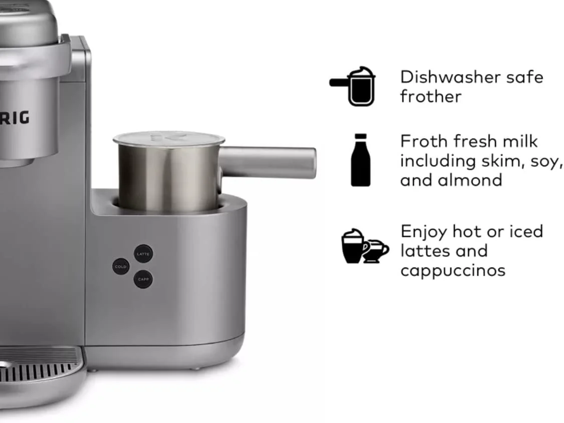Restored Keurig KCK84NK K-Cafe C Single Serve K-Cup Pod Coffee, Latte and Cappuccino Maker, Nickel (Refurbished)